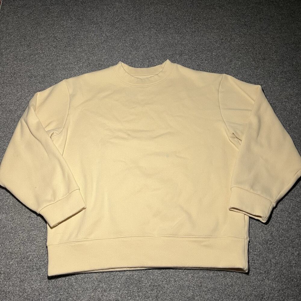Zulu & Zephyr Sweater Women Size 6 Cream Knit Pullover Crewneck Fleece Cotton